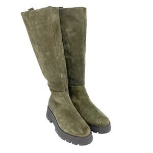 Vince Camuto Women's Nettrio Green Suede Lug Sole Tall Boot Size 8.5M